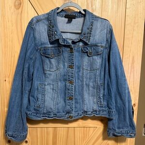 Lane Bryant Women’s Blue Studded Jean Jacket